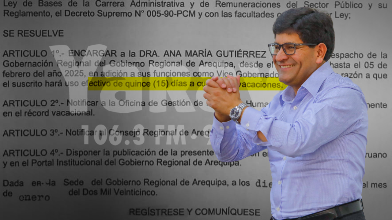 Gobernador de Arequipa, Rohel Sánchez, saldrá de vacaciones por 15 días