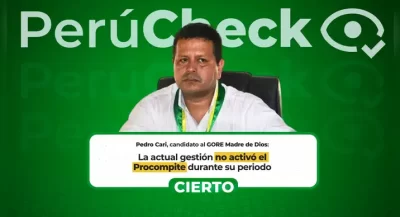 Es cierto que el Gobierno regional de Madre de Dios no activó Procompite durante la actual gestión, como afirmó Pedro Cari
