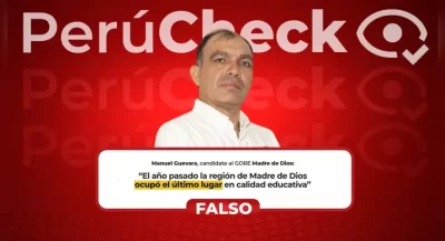 Es falso que Madre de Dios esté en último lugar en calidad educativa, como indicó el candidato del Partido del Buen Gobierno al GORE, Manuel Guevara