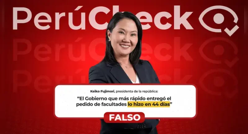 Keiko Fujimori afirmó que otros gobiernos demoraron al menos 44 días en hacer pedidos de facultades legislativas, pero es falso