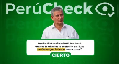 Más de la mitad de la población de Piura no tiene agua las 24 horas del día, como dijo el candidato Reynaldo Hilbck}